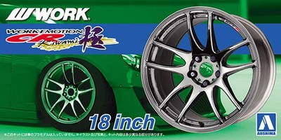 18 Zoll Work Emotion CR Kiwami Reifen & Felgen Set 1:24 Model Kit Aoshima 053003