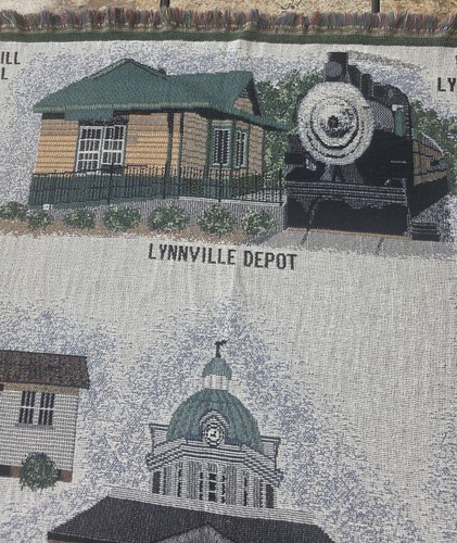 Vintage Pulaski Tennessee & Surrounding Areas Tapestry Blanket 69"x54" w/Fringe - Picture 7 of 12