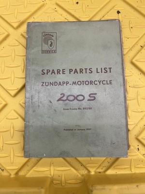 Zundapp Motorcycle Spare Parts List 200 S Published In 1957 - 518-EB-3-A