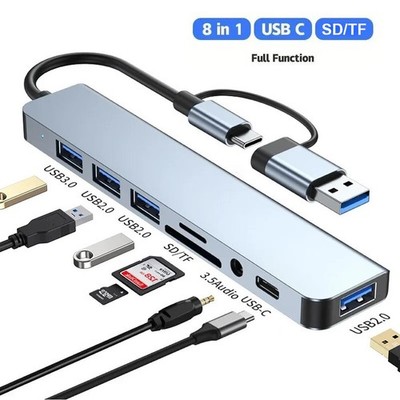 Adapter USB C HUB Type 8 Port 5G Speed Multi USB Splitter For PC Laptop Macbook