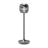 Lampe Stylistic Kunstleder Grau Tischlampe Wohnzimmer Deko Modern Design Elegant