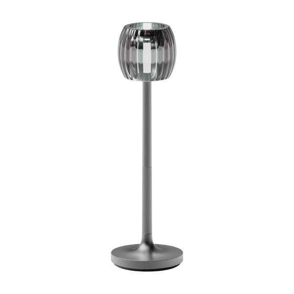 Lampe Stylistic Kunstleder Grau Tischlampe Wohnzimmer Deko Modern Design Elegant-image