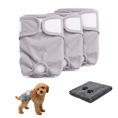 Hunde Windeln 3er Set Größe S Waschbar Auslaufsicher + GRATIS Handtuch LA MORIS