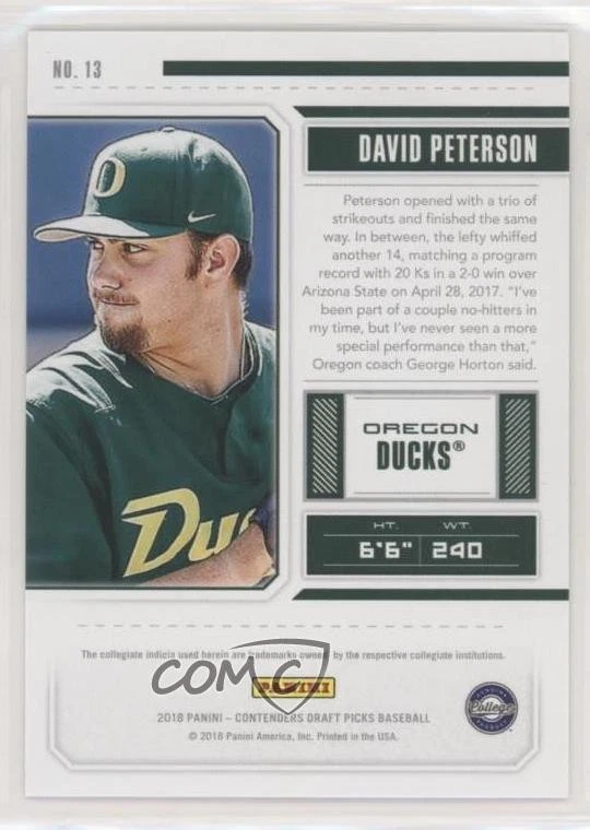 2018 Contenders Draft Picks Cracked Ice /23 David Peterson (Right Leg Lifted Up) - Image 2 of 2