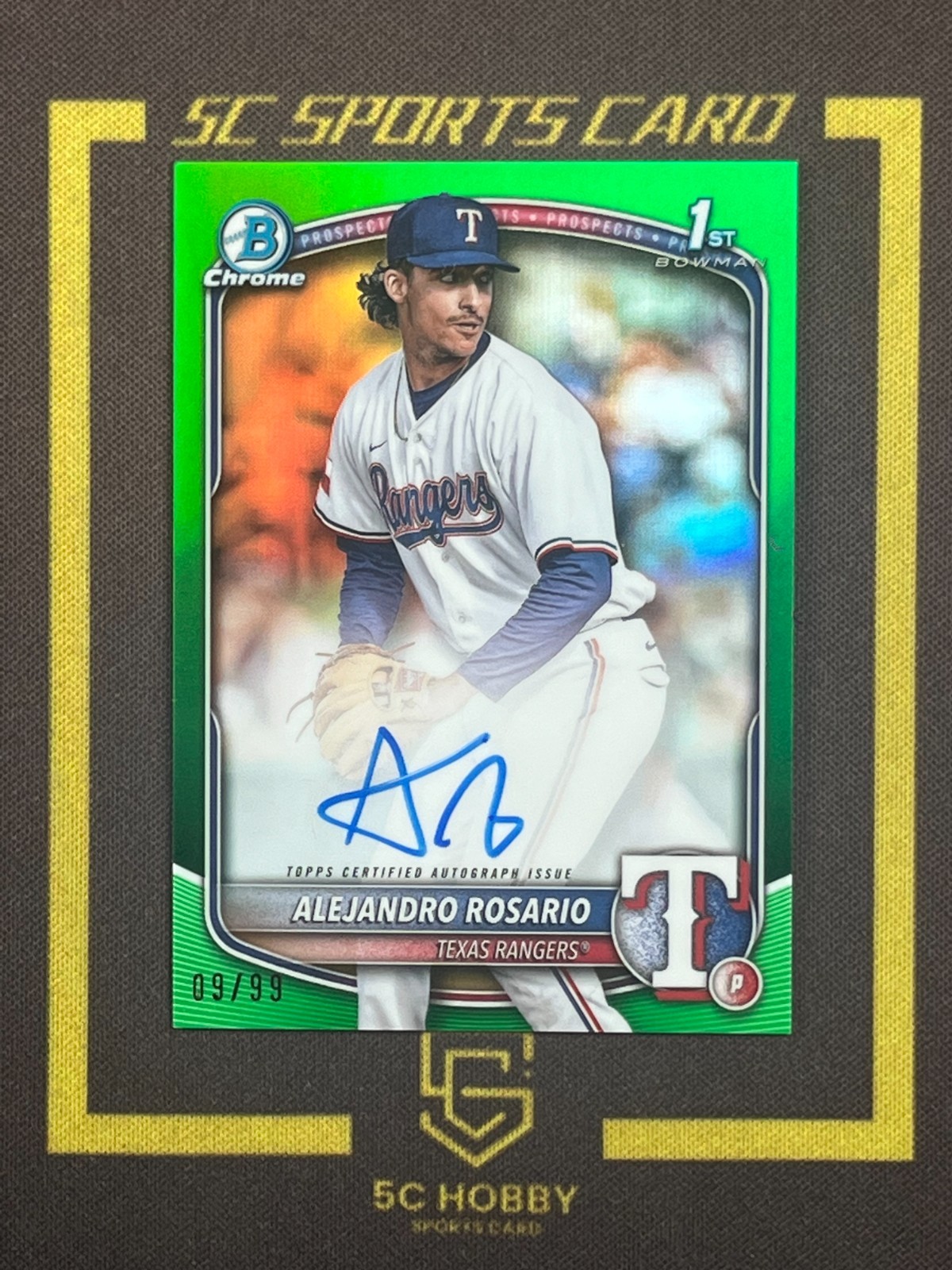 2025 Bowman Chrome 1ST Prospect Green Refractor Auto/99 Alejandro Rosario FCLAO