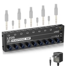 Headphone Amplifier 8 Channel Metal Stereo Audio Amplifier with Bass Boost, M...