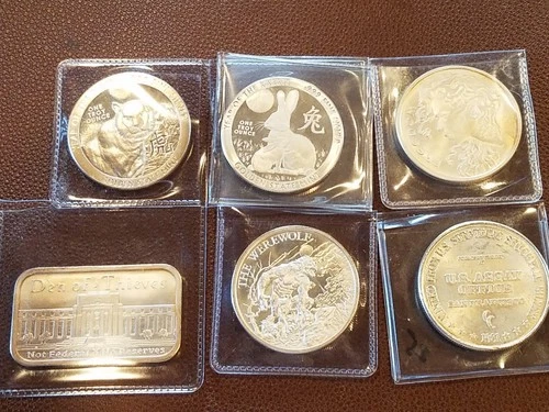 Silver .999 Fine One Ounce Rounds, Various Mints, Lot of Six (6)