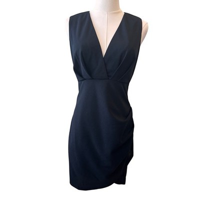 New CUPSHE Women's Black After Hours Plunging Mini Wrap Dress Size S