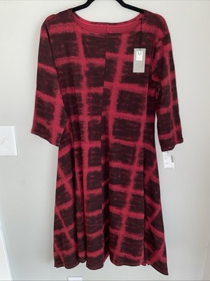 NWT M x Matthildur Cotton Lycra Dress M Red Print Woodland Nature Girl $180
