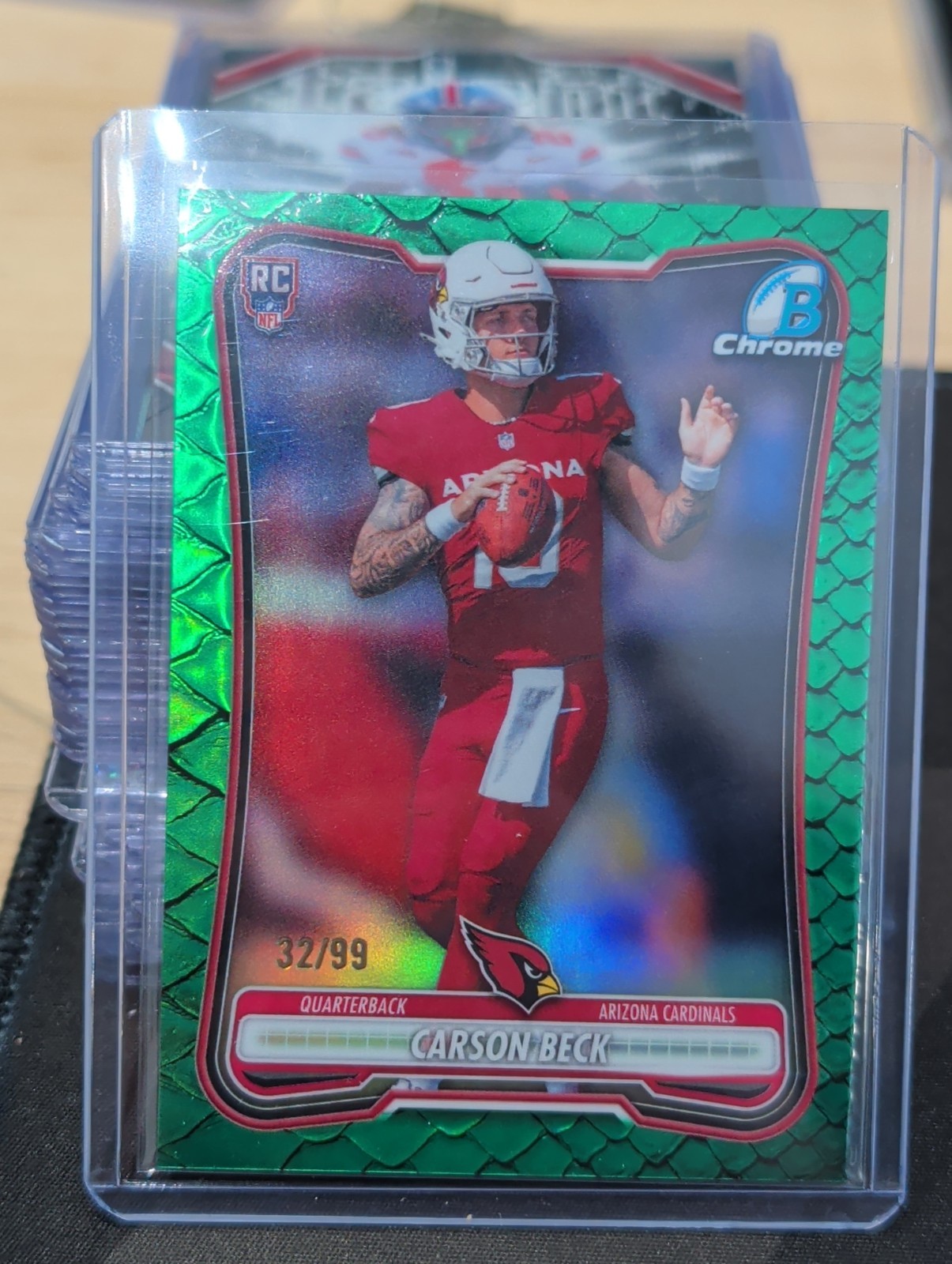 2026 Bowman Football Carson Beck #BCV-105 Green Reptillian /99 Cardinals Green