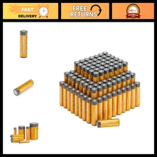 100-Pack AA Alkaline Batteries, High-Performance 1.5V, 10-Year Shelf Life