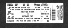 AUGUST 15, 2013 CHICAGO SKY @ SEATTLE STORM FULL TICKET