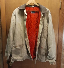 Vintage Big Smith Canvas Corduroy Collar Chore Workwear Jacket Size Grunge Worn