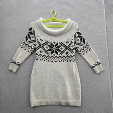 Abercrombie & Fitch Women Dress XL Gray Off The Shoulder Sweater Fair Isle Knit