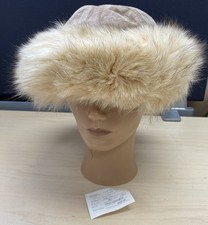 Genuine ABC FUR Polar Fox Leather Hat Unisex Suede Leather Fox Accent 351