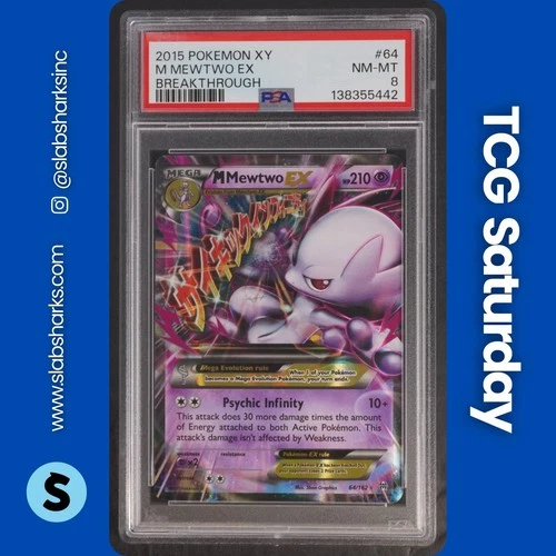2015 POKEMON XY BREAKTHROUGH #64/162 M MEWTWO EX HOLO RARE PSA 8