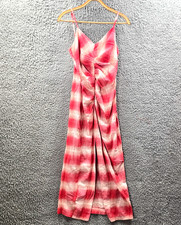 New Zara Womens Midi Pencil Dress Size M Red Cream Check Sleeveless V-Neck