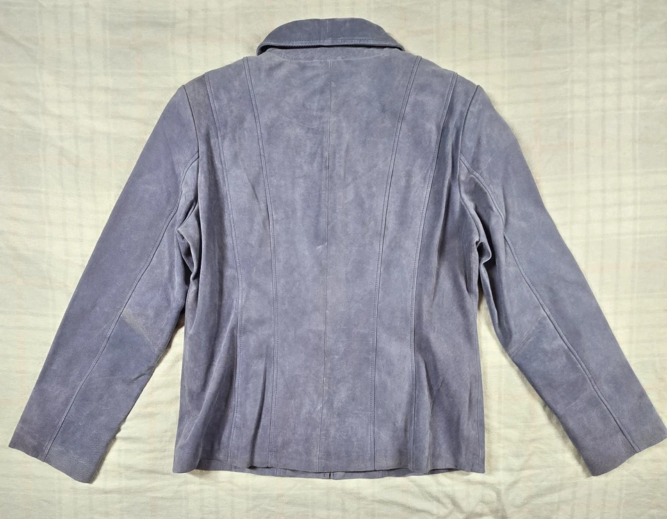 DIALOGUE QVC Womens Jacket Suede Blazer Washable Career Travel Baby Blue 16 NWT - Image 2 of 4