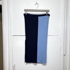 Staud Skirt Navy Light Blue Ribbed Bodycon Elastic Waist Women’s Size XL