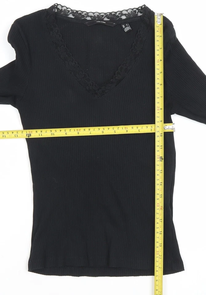 Vero Moda Women's Black Lace V-Neck Long Sleeve Stretch Top Size S - Image 2 of 4