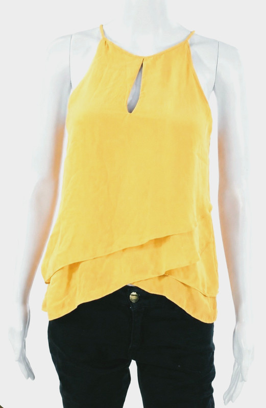 Parker Halter Tank Top Layered Silk Chiffon Size S