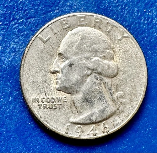 1946-D WASHINGTON QUARTER. 90% Silver. AU Condition. Charity Auction.
