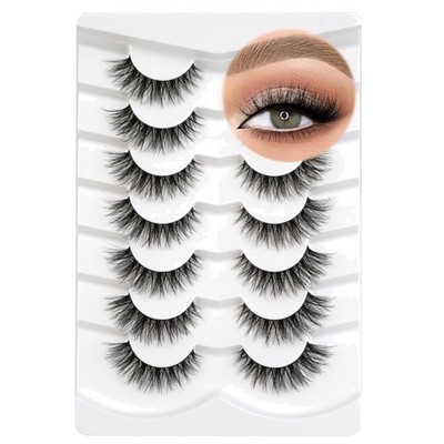 Wimpern falsche Wimpern 3D Cat Eye Wispy Fake Mink Lashes 7 Paar