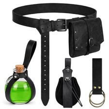 Medieval Renaissance Belt Pouch Pirate Costume One Size, Black-d