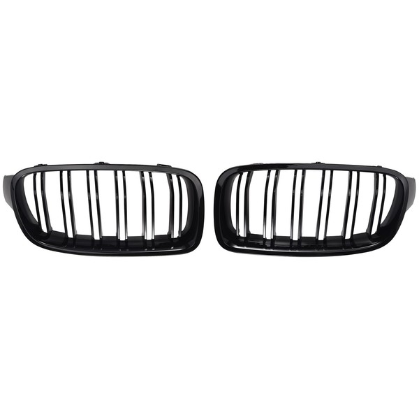 GläNzend Schwarz Auto Front Nieren Gitter Gitter FüR- 3 Series F30 F31 F35 7152-image
