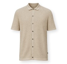 HUGO BOSS Men Short Sleeve Regular Fit Cotton Polo Shirt Beige