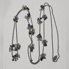 Coldwater Creek Green, aqua, and blue beaded Station Long Necklace