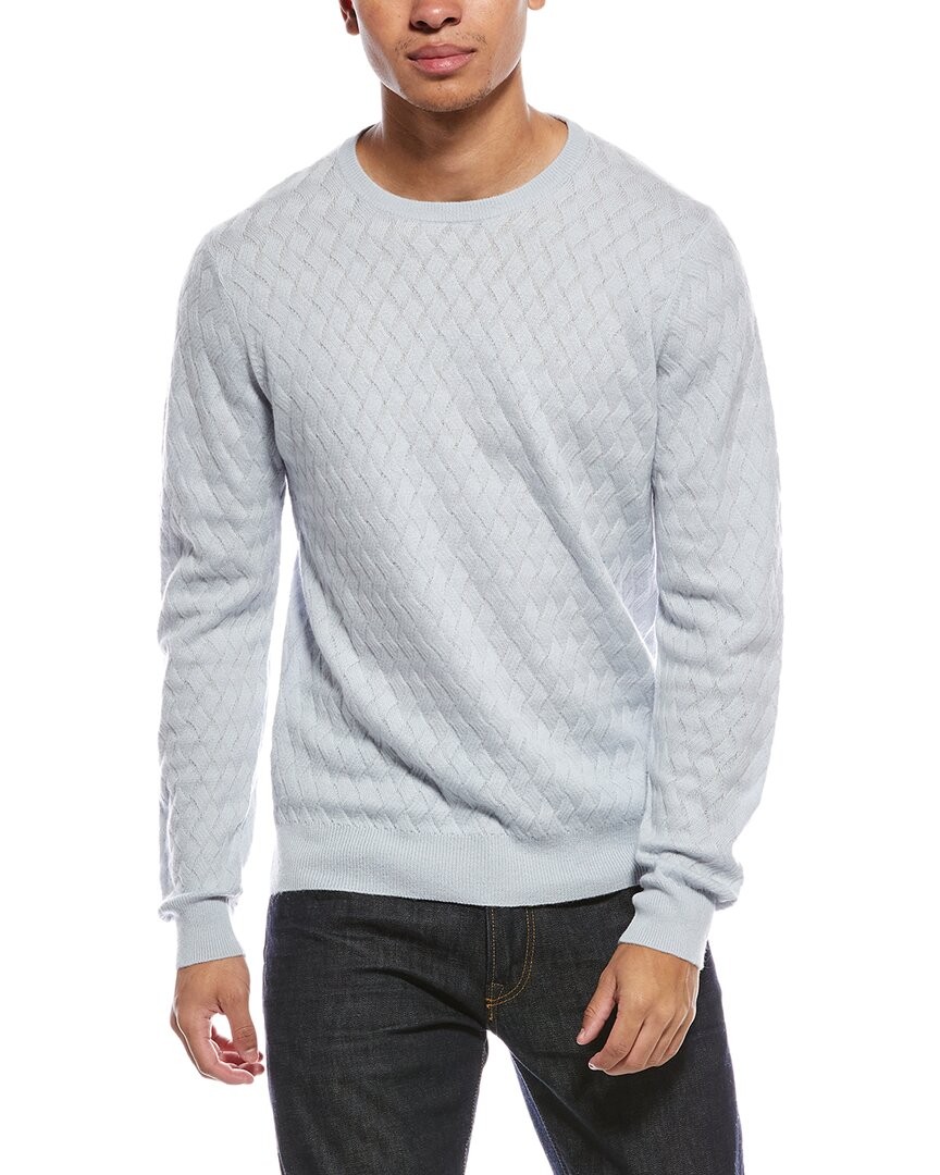 Brodie Cashmere Wavey Stitch Wool - Cashmere-Blend Crewneck Sweater Mens Blue M 22590₽
