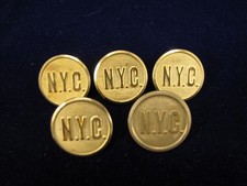 5 NYC New York Central Railroad Uniform Tunic Buttons 7/8" -Waterbury Gold Tone