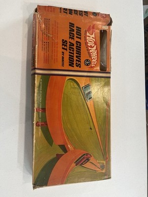 1968 Hot Wheels Hot Curves Race Action Set With Box Missing Cars And Instruction