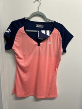 Babolat Women's Play Cap Sleeve Top Color Block Orange And Navy New Size Large