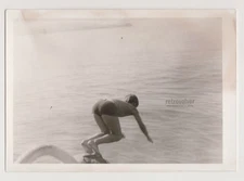 Diver Arched Body Over The Water Nice Dive Jump Vintage Snapshot Abstract