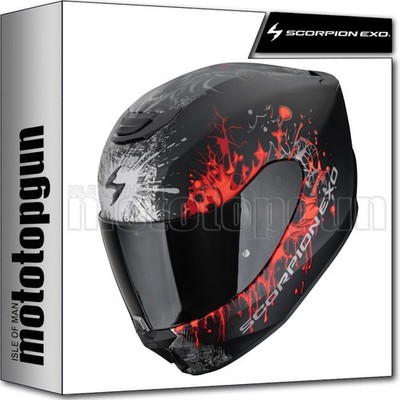 SCORPION INTEGRALHELM FÜR MOTORRAD EXO-391 WOLF MATTSCHWARZ SILBER ROT XL