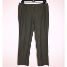 Eileen Fisher Washable Stretch Crepe Slim Pant Ankle Length Olive Size M EUC