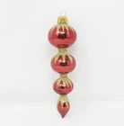 Vintage Hand Blown Glass Tiered Finial Christmas Ornament ~ 5-1/4"