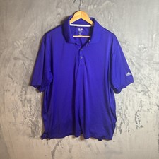 Adidas ClimaCool Men's Purple Solid Logo Collared Button Polo Golf Shirt XL