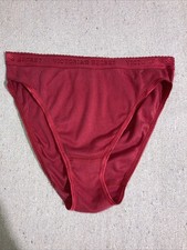 Vintage Victoria  s Secret Red Signature Waistband High Cut Leg Cotton Panties M