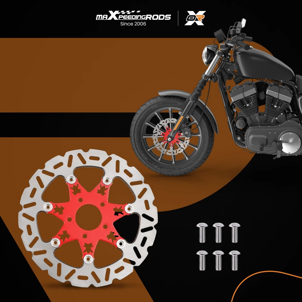 11.8"Front Brake Rotor Disc for Harley Davidson Touring Softail Dyna 2008-24 Red Foto 4 de 4