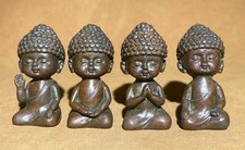 2" Old Chinese Purple Copper Shakyamuni Amitabha Buddha Statue sculpture Set