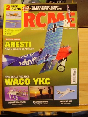 RCM&E MODEL AIRCRAFT MAG JULY 2016 WITH 2 PLANS OWLET TRAINER  AND X KRAFT