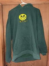 OBEY Dark Green Smile Hoodie XL - Mint Condition Hooded Sweatshirt Y2K