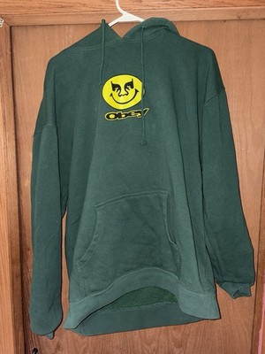 OBEY Dark Green Smile Hoodie XL - Mint Condition Hooded Sweatshirt Y2K