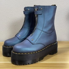 Dr. Martens Jetta Hi Max Women Size 7 Deep Blue Metallic Leather Platform Boots