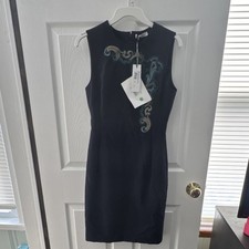Versace Collection Black Paisley Sheath Dress Sleeveless Size M