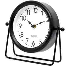 Vintage Black Table Clock on Stand, Decorative Desk and Shelf Clock Decorativ...