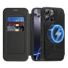 Magneitc Flip Wallet Case For iPhone 16 Pro Max 15 14 13 12 11 RFID Blocking